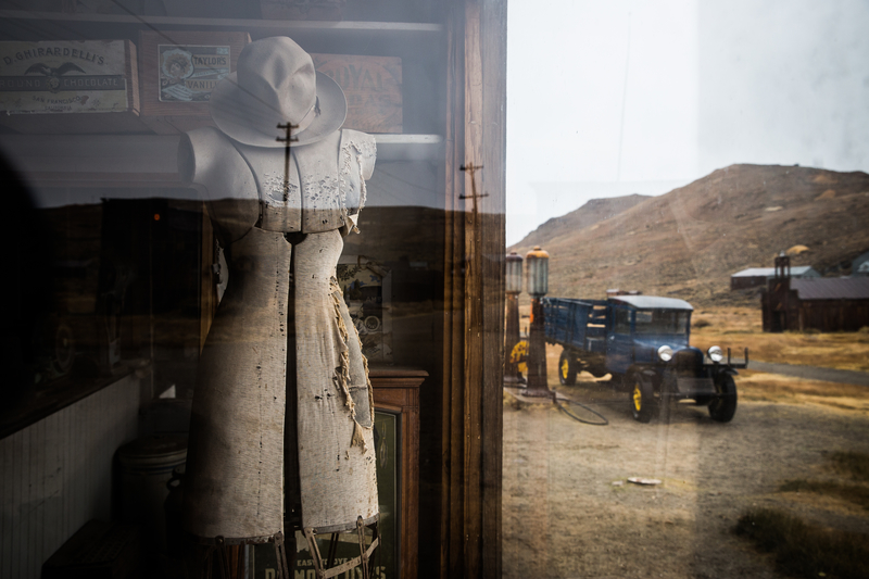 Reflections in the gold-mining ghost town of Bodie, California is part of the Bodie State Historic Park.